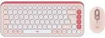 Logitech Pop Icon Combo Tastatur mit Maus, Rosa und Offwhite