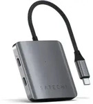 Satechi USB-C PD 4-Port Hub Aluminiumgeh&auml;use, USB-C PD Anschluss zum Laden mit bis