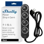 Shelly Power Strip 4 Gen4 schwarz - 4-fach Steckdosenleiste, WiFi, Bluetooth, Zigbee,