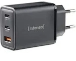 Intenso Power Adapter W65ACC Gan, Schwarz 65 Watt Netzteil, Zwei USB-C Anschl&uuml;sse