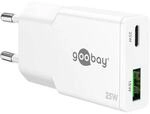 Goobay USB-C&trade; PD GaN Dual-Schnellladeger&auml;t Slim (25 W) wei&szlig;