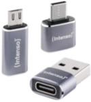 Intenso 3er Pack USB Adapter MIX480, Aluminium grau USB-C Buchse zu microUSB Stecker,