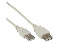 InLine® USB 2.0 Verlängerung, Stecker/Buchse, Typ-A, beige, 0,3m