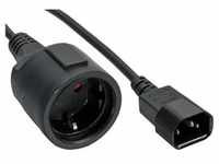 InLine® Netz Adapter Kabel, Kaltgeräte C14 auf Schutzkontakt Buchse, für USV, 1m