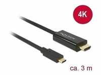 Delock USB Typ-C Stecker < HDMI Stecker (DP Alt Mode) 4K 30Hz, 3m, schwarz
