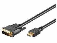 Goobay 1m HDMI / DVI-D Kabel 19pol. [HDTV (1080p), vergoldete Kontakte, angespritzte