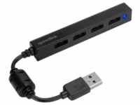 Speedlink SNAPPY SLIM USB Hub, 4-Port, USB 2.0, Passive, Black