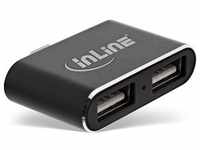 InLine Mini USB 2.0 Hub, USB Typ-C Stecker auf 2x USB A Buchse, schwarz