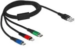 Delock USB Ladekabel 3 in 1 Typ-A zu LightningTM / Micro USB / USB Type-CTM 1 m