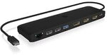 Icy Box USB Type-C DockingStation mit dreifacher Videoausgabe 4x USB-A-, 1x