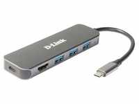 D-Link DUB-2333 USB-Hub mit HDMI und Ladefunktion 1x USB-C mit PD, 3x USB-A 3.0, 1x
