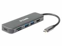 D-Link DUB-2327 USB-Hub mit HDMI, Kartenleser und Ladefunktion 1x USB-C mit PD,...