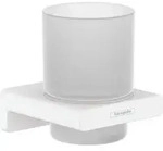 hansgrohe AddStoris Glashalter 41749700 mit Glas, Wandmontage, Metall, mattwei&szlig;