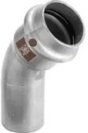 Viega Temponox Bogen 809980 22 mm, 45Grad, Stahl, nicht rostend, Einsteckende,