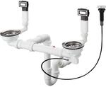 hansgrohe Ab-/&Uuml;berlaufgarnitur 43932800 Edelstahl, automatisch, f&uuml;r 2 Becken
