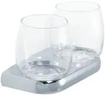 Bravat Metasoft Glashalter 816510 Doppelt, Glas bauchig klar, chrom