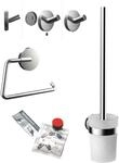 Emco WC-Set 439800100 chrom, Papierhalter, B&uuml;rstengarnitur, Haken und Klebe-Set