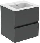 Ideal Standard Eurovit Plus M&ouml;belwaschtisch-Paket R0571TI Grau gl&auml;nzend lackiert,