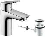 hansgrohe Logis 100 Waschtisch Armatur 71100000 chrom, Ablaufgarnitur, H&ouml;he 18,7 cm