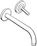 Axor Uno Wand Waschtischarmatur 38116000 chrom, mit Rosetten, Ausladung 225 mm