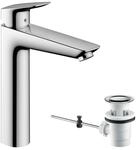 hansgrohe Logis 190 Waschtisch Armatur 71090000 chrom, H&ouml;he 289 mm, Zugstangen