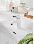 Grohe Eurostyle Waschtischarmatur 33558LS3 moon white S-Size, Griff offen, mit