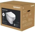 Duravit No. 1 Basic Wand-WC Set 45620900A1 weiss, mit WC-Sitz, rimless