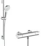 hansgrohe Crometta Vario Brauseset 27812400 weiss/chrom, 65 cm Stange, Ecostat 1001