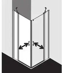 Kermi Liga Eckeinstieg-H&auml;lfte Pendelt&uuml;r mit Festfeld LIEPL08020VPK 80x200cm, silber