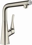 hansgrohe Metris Select 320 K&uuml;chenarmatur 14883800 Edelstahl-Optik, schwenkbarer