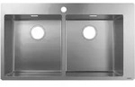 Hansgrohe S711-F765 Einbausp&uuml;le 43303800 edelstahl, 37x37cm, 2 Becken, Hahnloch