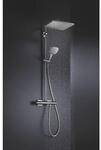 Grohe Rainshower Duschsystem 26649000 chrom, mit Aufputz-Thermostat, Duscharm 45cm
