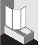 Kermi Vario 2000 Faltwand 3-tlg. V2FW30501412K 140,1-141,7x140cm, silber mattglanz,