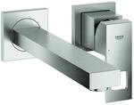 Grohe Eurocube Fertigmontageset 23447DC0 supersteel, Waschtisch-2-Loch-Wandarmatur,