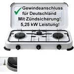 Camping-Gas-Kocher Mobi 3-flammig, weiss mit Z&uuml;ndsicherung