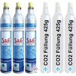 3 x CO2 Reserve-Zylinder 425 g Kohlens&auml;ure mit F&uuml;llung 60l f&uuml;r Sprudlerger&auml;te