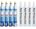 4 x CO2 Reserve-Zylinder 425 g Kohlens&auml;ure inkl. F&uuml;llung 60 l f&uuml;r