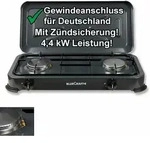 Camping-Gas-Kocher Mobi 2-flammig, anthrazit-grau mit Z&uuml;ndsicherung
