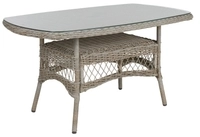 Brafab Kamomill Gartentisch 135x80cm, Geflecht Beige mit Glasplatte