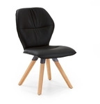 Niehoff Chianti Design-Stuhl Stativgestell Eiche, Leder Napoli schwarz