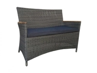 Zebra Status Bank Grau-Schwarz 120 x 61 cm mit Teakarmlehnen und Alumiumrahmen