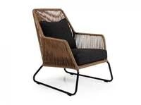 Brafab Midway Loungesessel, Geflecht natur, Gestell Aluminium schwarz, inkl. Kissen