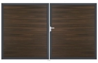 GrojaSolid BPC Doppeltor DIN Links Sonderbreite H:180cm walnuss co-extr.-Rahmen DB703