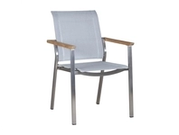 Zebra Infinity Stapelsessel Edelstahl, shell grey, Teak Armlehnen 4025806033188