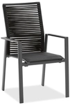 Niehoff MĂ&para;bel Outdoor Niehoff Cervo Hochlehner, Kordel schwarz, Aluminium Gestell