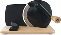Jupiter Retro Hand-Allesschneider mit Vollholzplatte, schwarz
