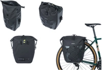 Basil Navigator M Fahrrad-Seitentasche wasserdicht 14 l (schwarz | MIK Studs)