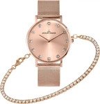 Jacques Lemans 1-2142C, Jacques Lemans Nice 1-2142C Damenarmbanduhr special set Ros&eacute;