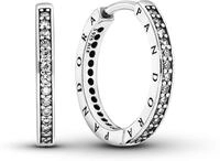 Pandora Funkeln und Pandora Logo Creolen 290558CZ Ohrringe