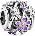 Pandora Offen gearbeitetes, lilafarbenes G&auml;nsebl&uuml;mchen Charm 798772C02...